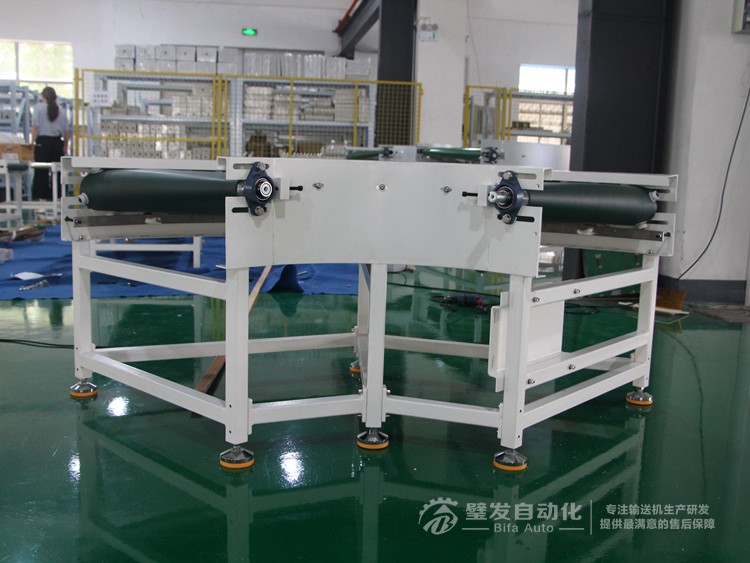 PU墨綠皮帶碳鋼烤漆結構90度轉彎機