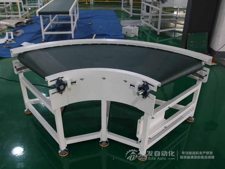 PU墨綠皮帶碳鋼烤漆結構90度轉彎機